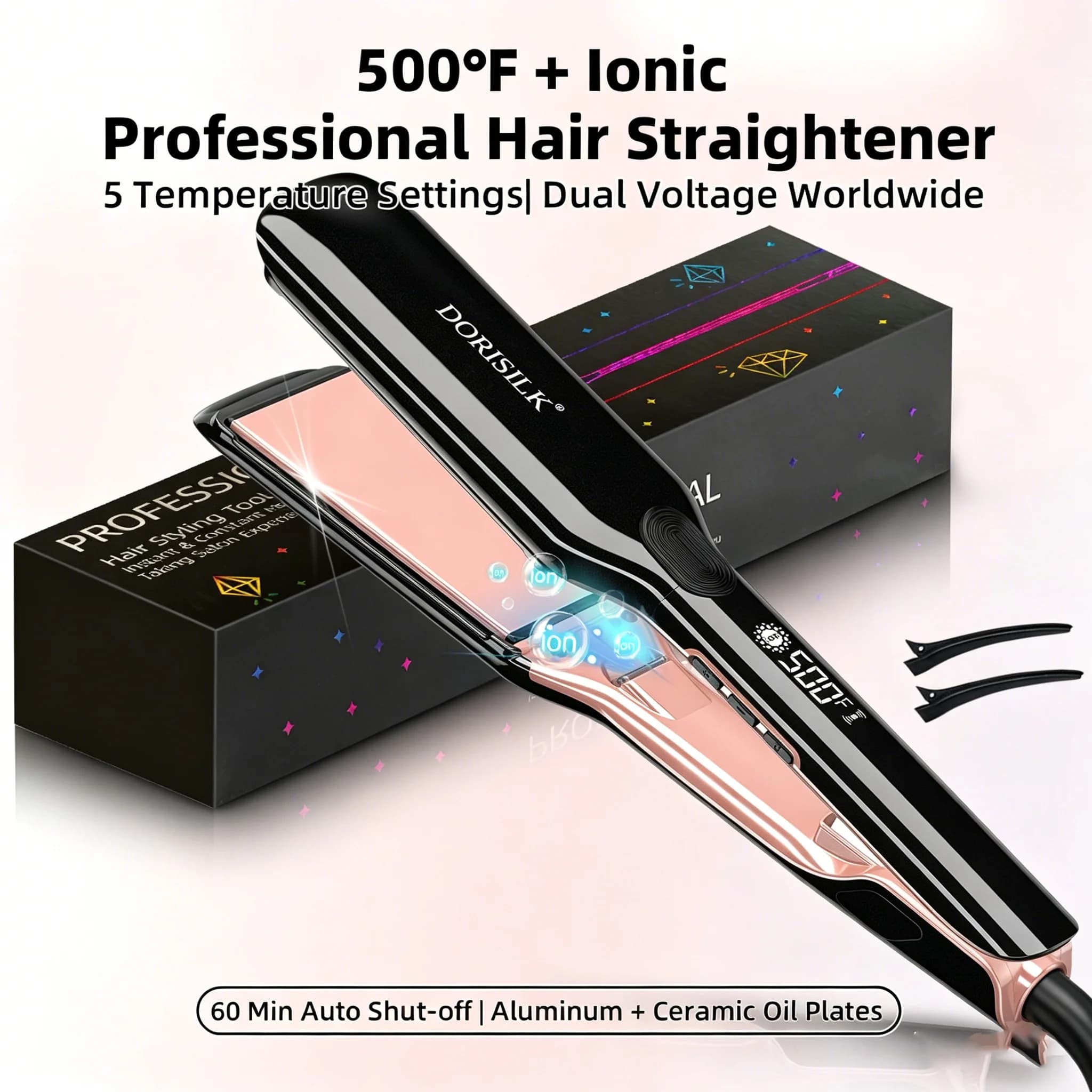 Piastra per Capelli Professionale ad Alta Temperatura 500°F per Trattamento alla Cheratina, Ripara i Capelli Crespi e Danneggiati