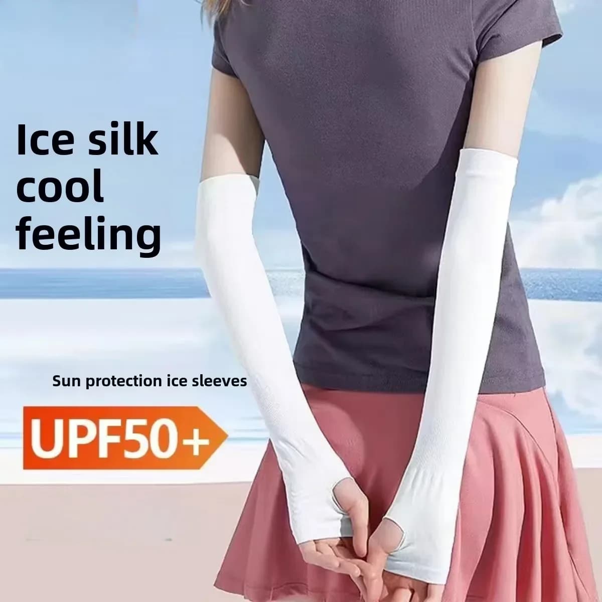 Ice Silk Sleeve Solar Protection Sleeve Uv Sun Arm Sleeve Solar Slip Protector Summer UPF50 Man Women Gloves External Cover