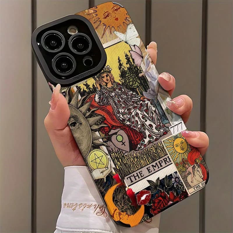 Per iPhone 17 Pro Max Custodia Tarocchi Carta Sun Moon Collage Vintage Estetica Protettiva Compatibile con iPhone 17 16 15 14 13 12 11