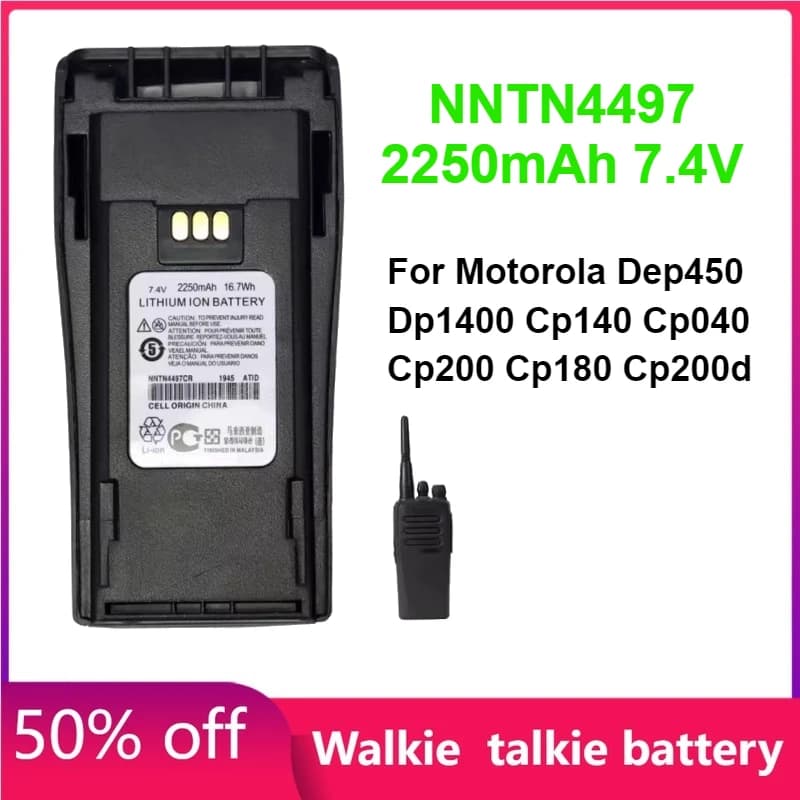 Batteria di ricambio NNTN4497 2250mAh 7.4V per walkie-talkie Motorola DEP450, DP1400, CP140, CP040, CP200, CP180, CP200D