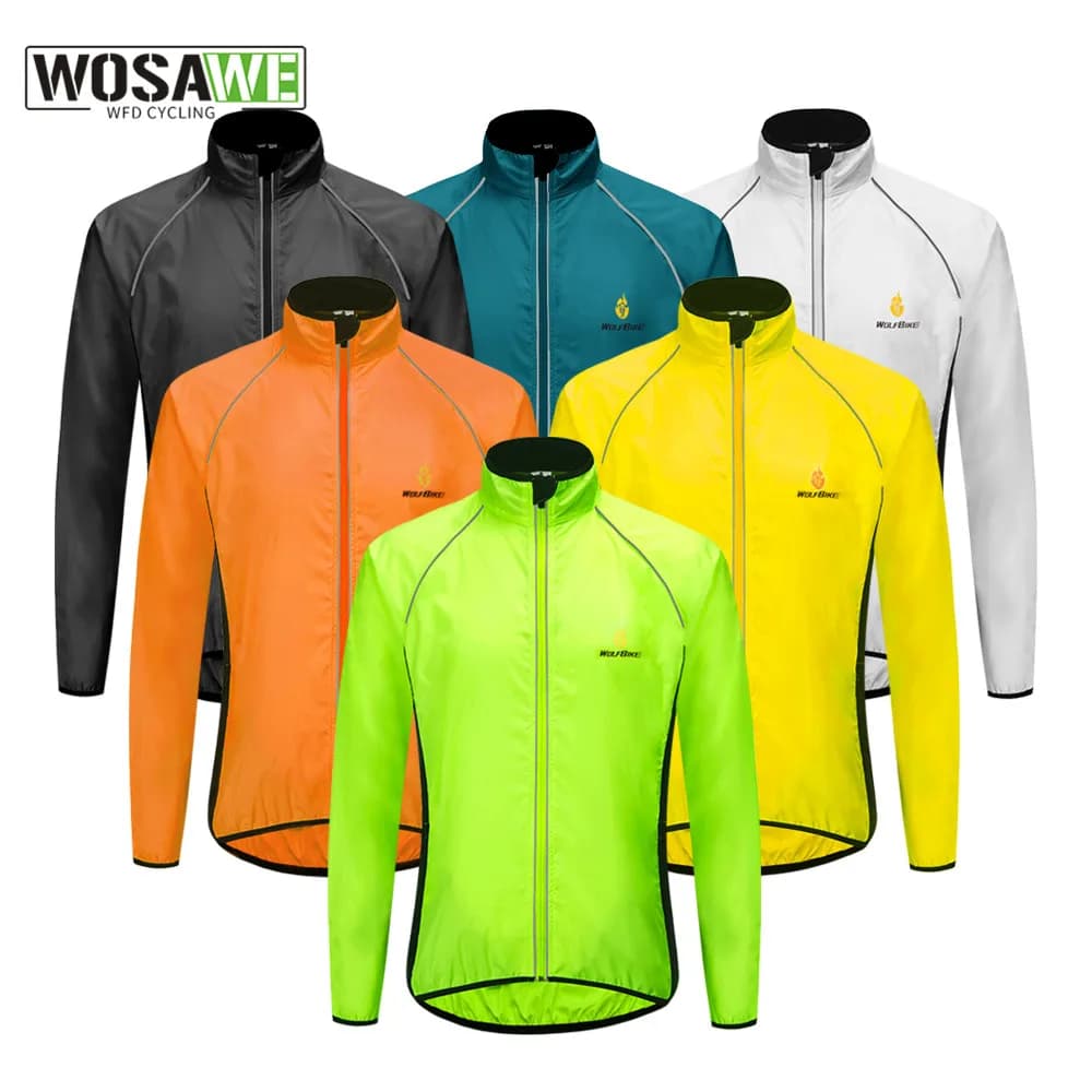 Giacca da Ciclismo WOSAWE per Uomo, Antivento, Impermeabile, Riflettente, Manica Lunga, Gilet Senza Maniche, Maglia da Bici