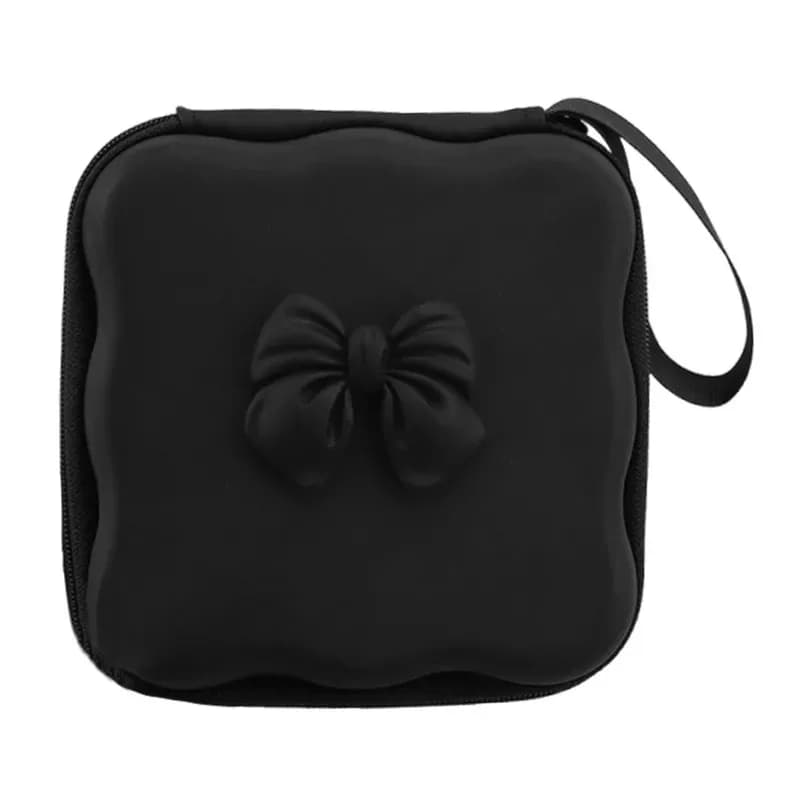 Simpatica borsa organizer per cavi con fiocco – Custodia portatile in PU per la gestione dei cavi da scrivania, per cavi di ricarica, cavi dati e altri piccoli accessori
