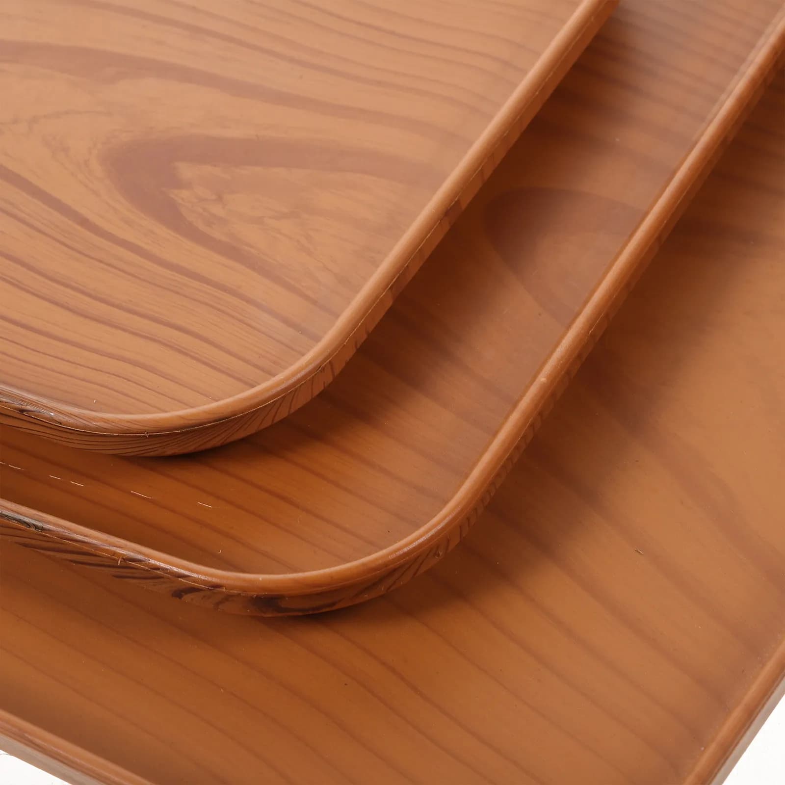 3Pcs Premium Plastic Fruit Tray Imitation Wood Design Large Capacity Snack Serving Plate Dried Fruit Dessert Storage Holder