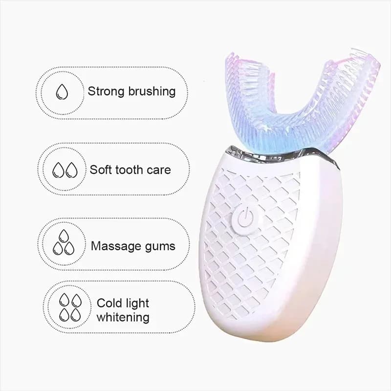 USB rechargeable sonic electric toothbrush for daily oral hygiene: 360 ° Waterproof silicone U-shaped design with self-cleaning