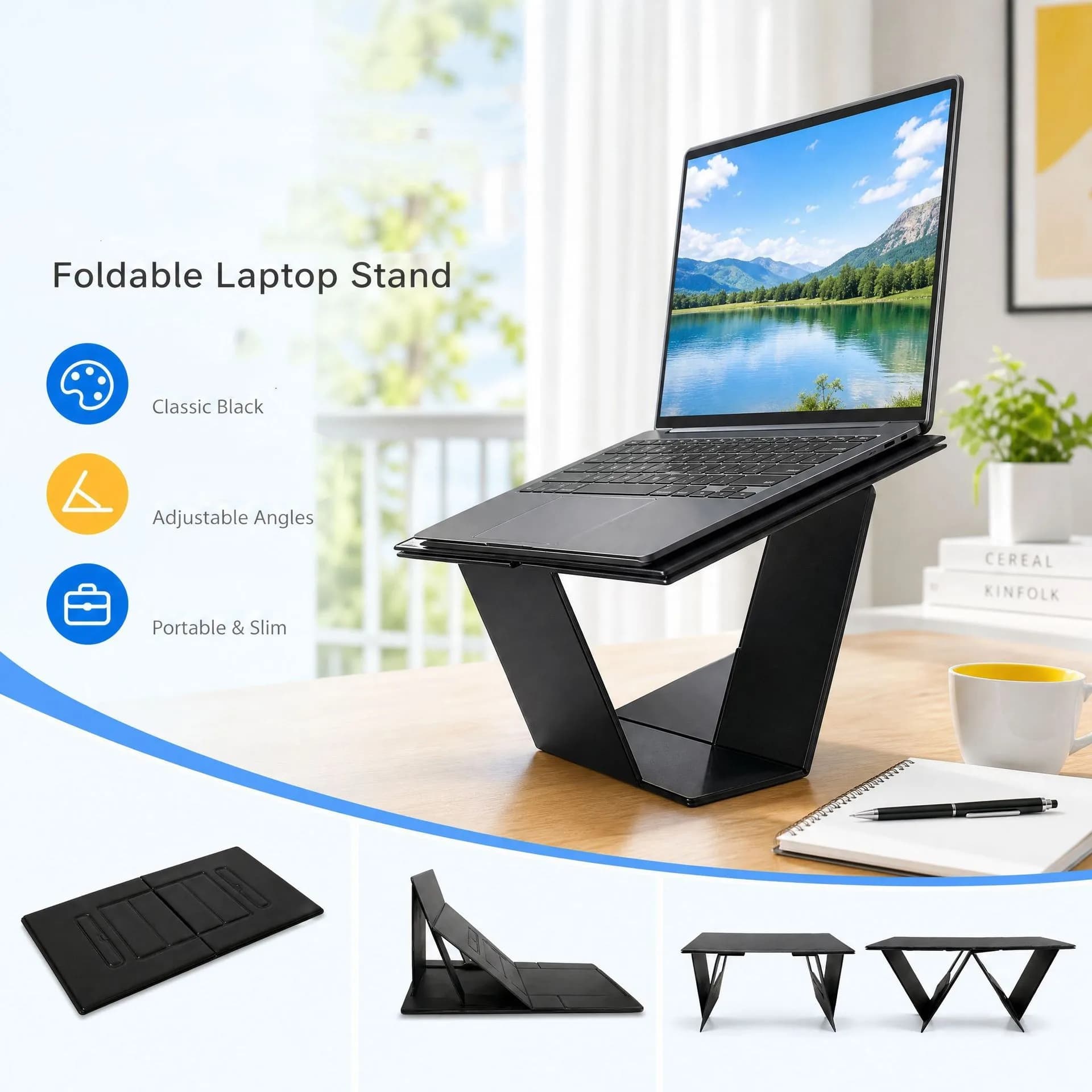 Foldable Laptop Stand Multi Functional Desk Support Adjustable Holder For Space-saving Home Bedroom Small Desk For Office