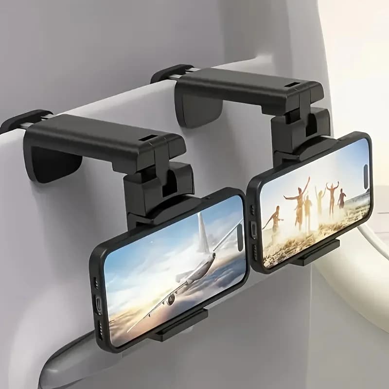 Airline Phone Support Portable Foldable Table Mobile Phone Support Selfie Swivels with Train Seat Clips Live Bracket