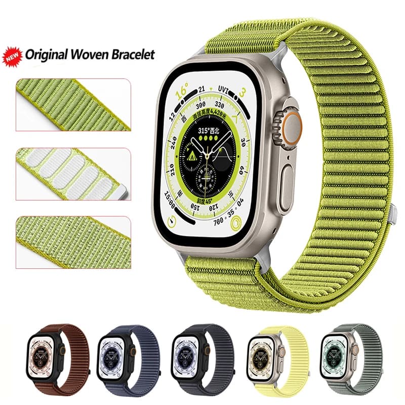Cinturino in nylon con velcro per Apple Watch Ultra 49MM 46mm 45mm 44mm 42mm 41mm 40mm Cinturino sportivo leggero e traspirante per iWatch