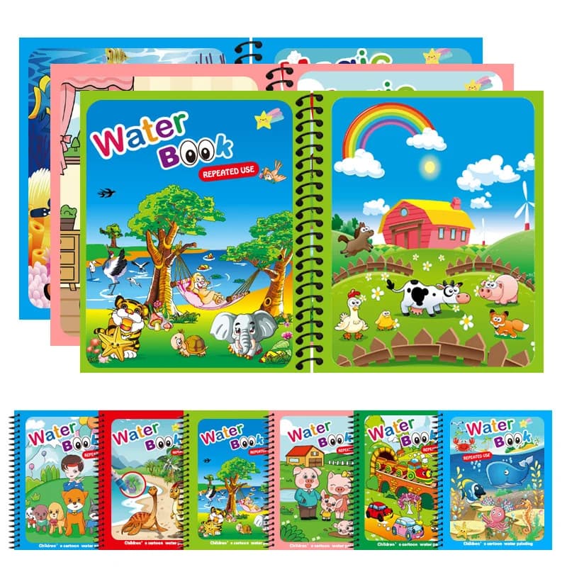 Giocattoli Montessori Libro da colorare riutilizzabile Libro da disegno ad acqua magica per bambini Giocattolo per bambini Libro di pittura Giocattoli educativi per bambini