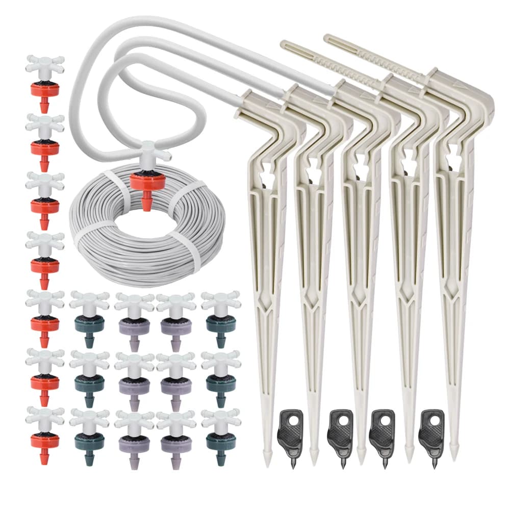 10-100M 2L 4L 8L/H 4-Way Garden 3/5mm Micro Kit di irrigazione a goccia Freccia Gocciolatore per serra in vaso Sistema di irrigazione a risparmio idrico