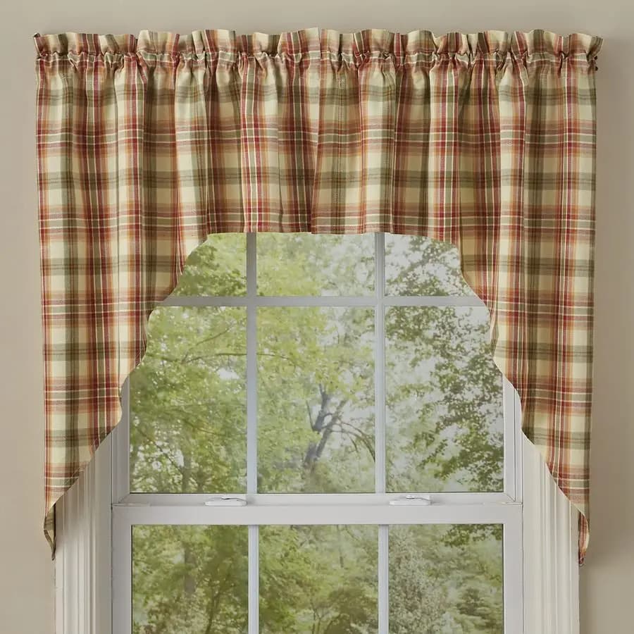 Lemon Pepper Swag Country Plaid 72 x 36, primitive decoration for rustic style window