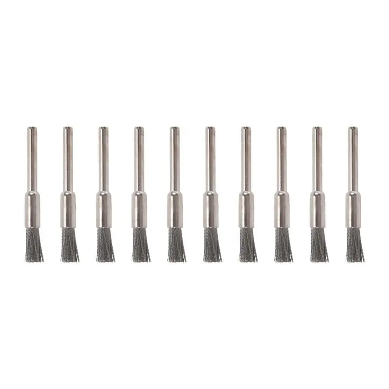 HOT-10 Spazzola a filo in acciaio inossidabile da 1/4 di pollice (6 mm) 532 con gambo da 1/8 di pollice (3 mm) per Dremel e utensili rotanti compatibili