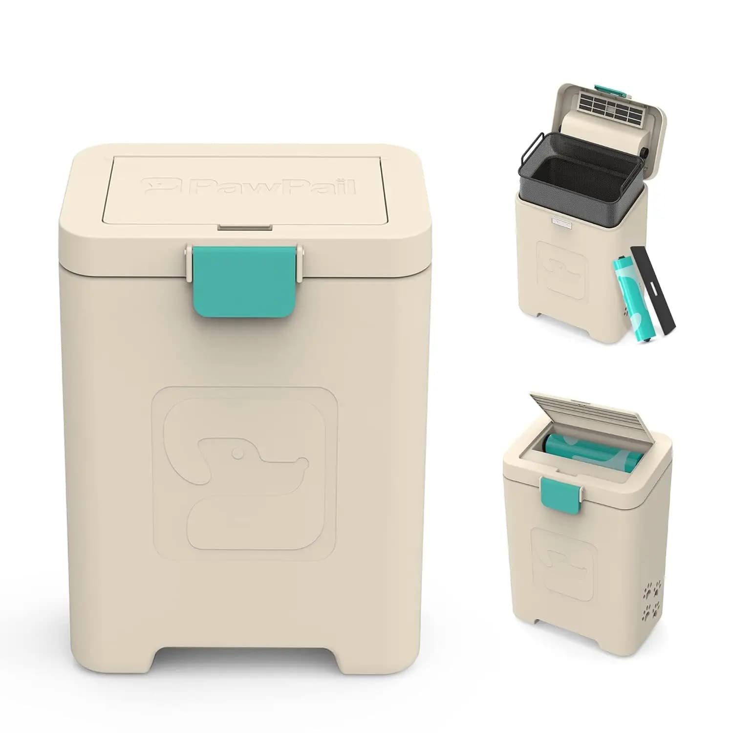 Cestino per Escrementi di Cani da Esterno con Filtro Anti-Odore, Include 200 Sacchetti, 19L Beige