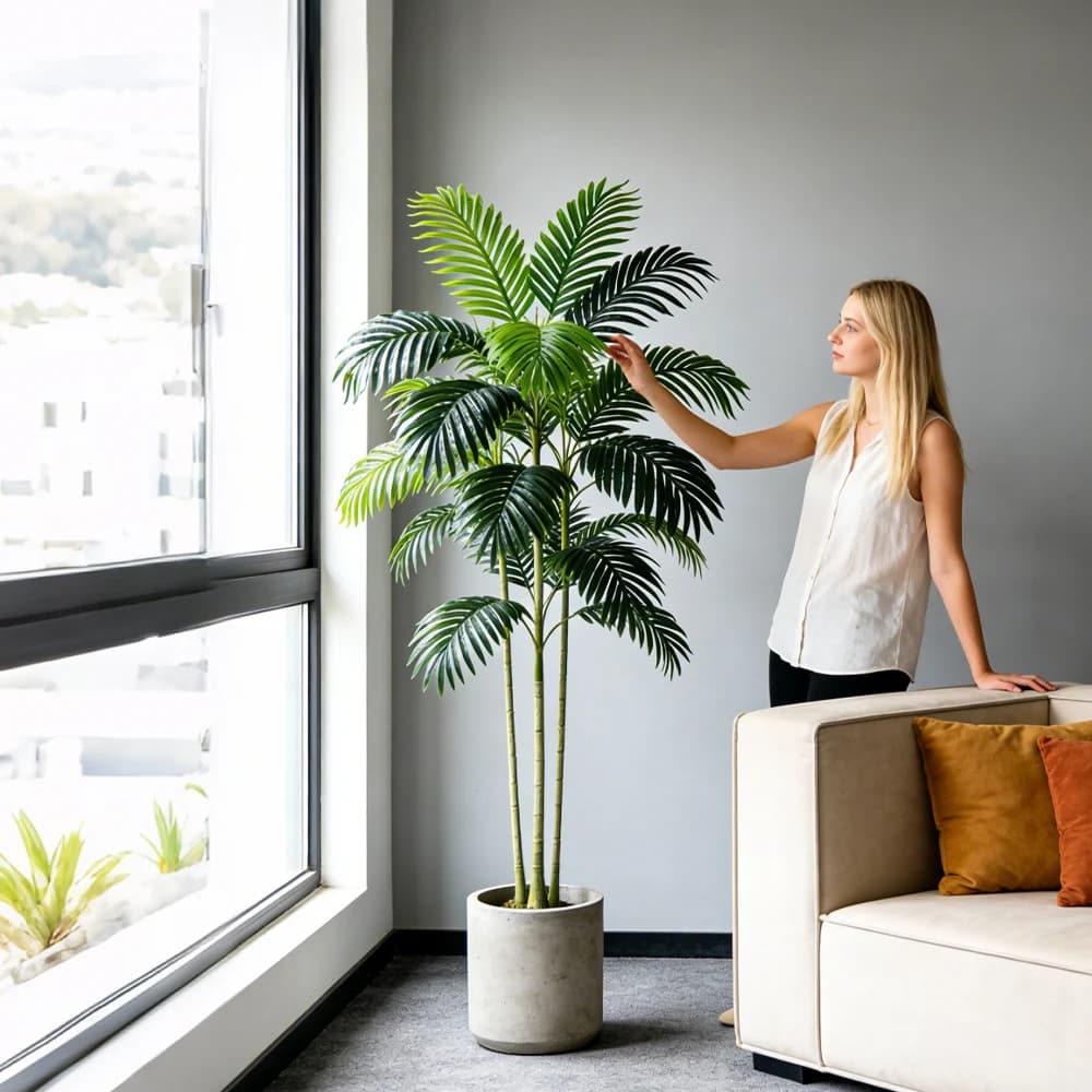 Piante Artificiali Grandi 70-130cm, Albero di Palma Finto, Foglie di Monstera in Plastica Verde, Rami Alti per Decorazione Casa, Giardino, Ufficio, Matrimonio