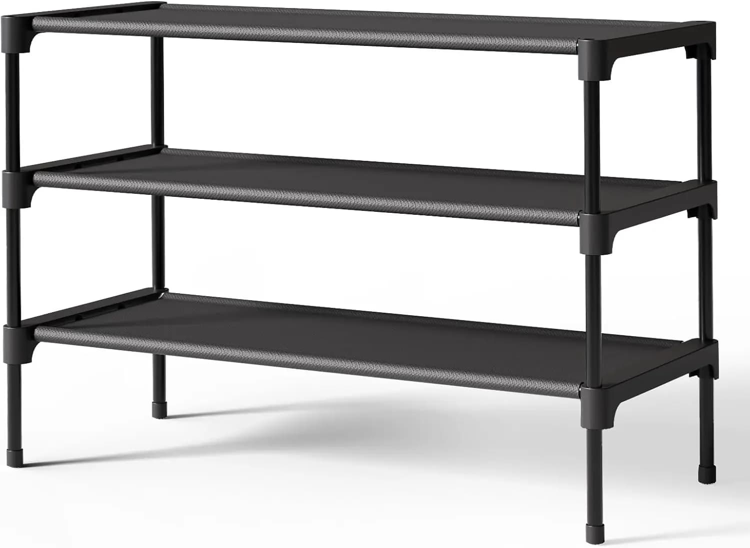 Shoe Rack - Non-Woven Shoe Rack Shelf, Shoe Organizer for Closet, Entryway, Garage & Corridor, Stackable Shoe Shelves, 27.5' Wid