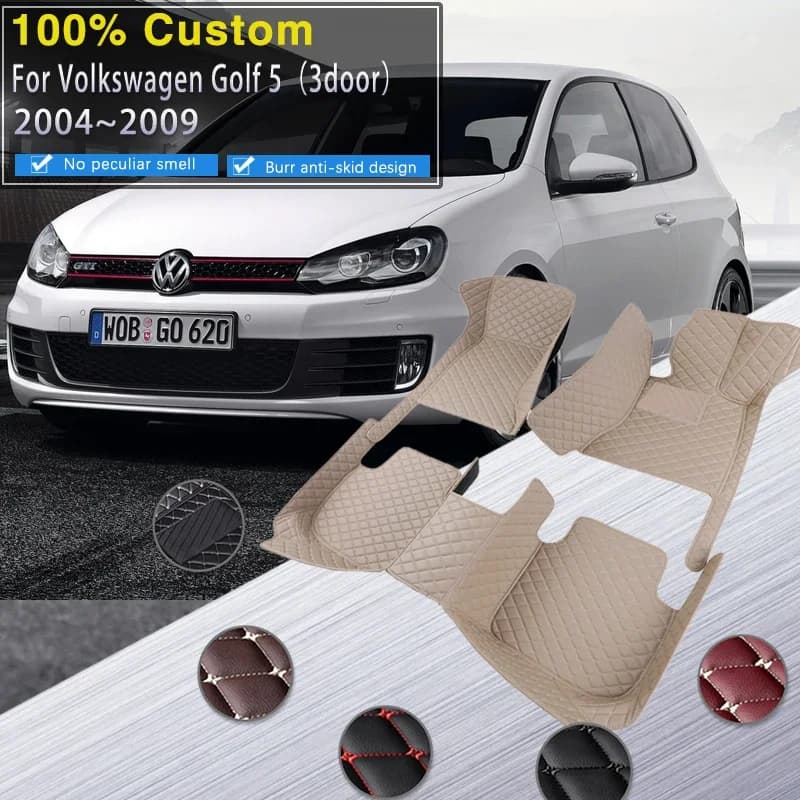 Tappetini per auto completi per Volkswagen VW Golf 5 Mk5 3 porte 1K 2004 ~ 2009 Tappeti per auto Tappetino in pelle Tappeti Pad Parti interne Auto Ac