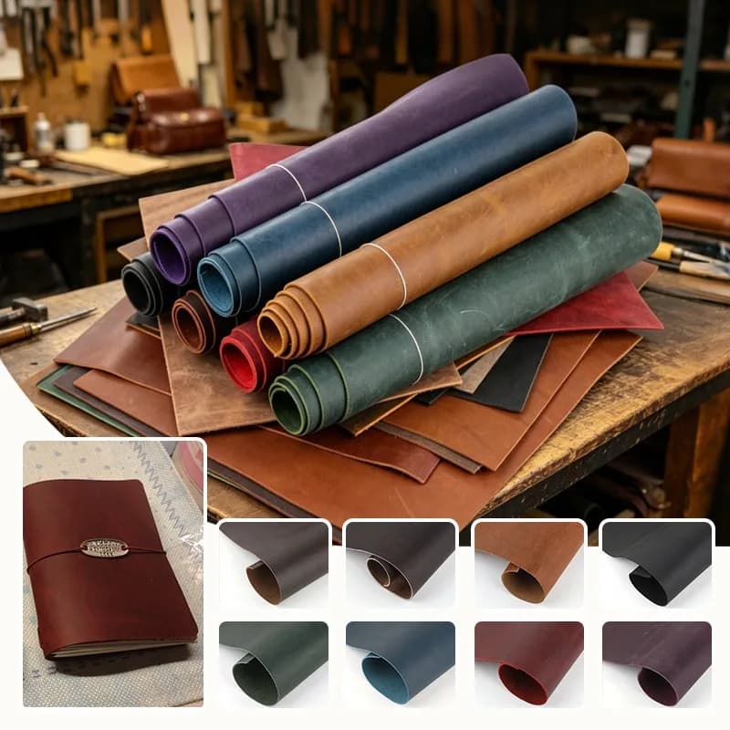 Soft Leather Sheet 1.8-2.0mm Thick Oil Wax Leather Fabric 20x30cm for DIY Craft Material for Wallet Bag Journal Steering Wheel