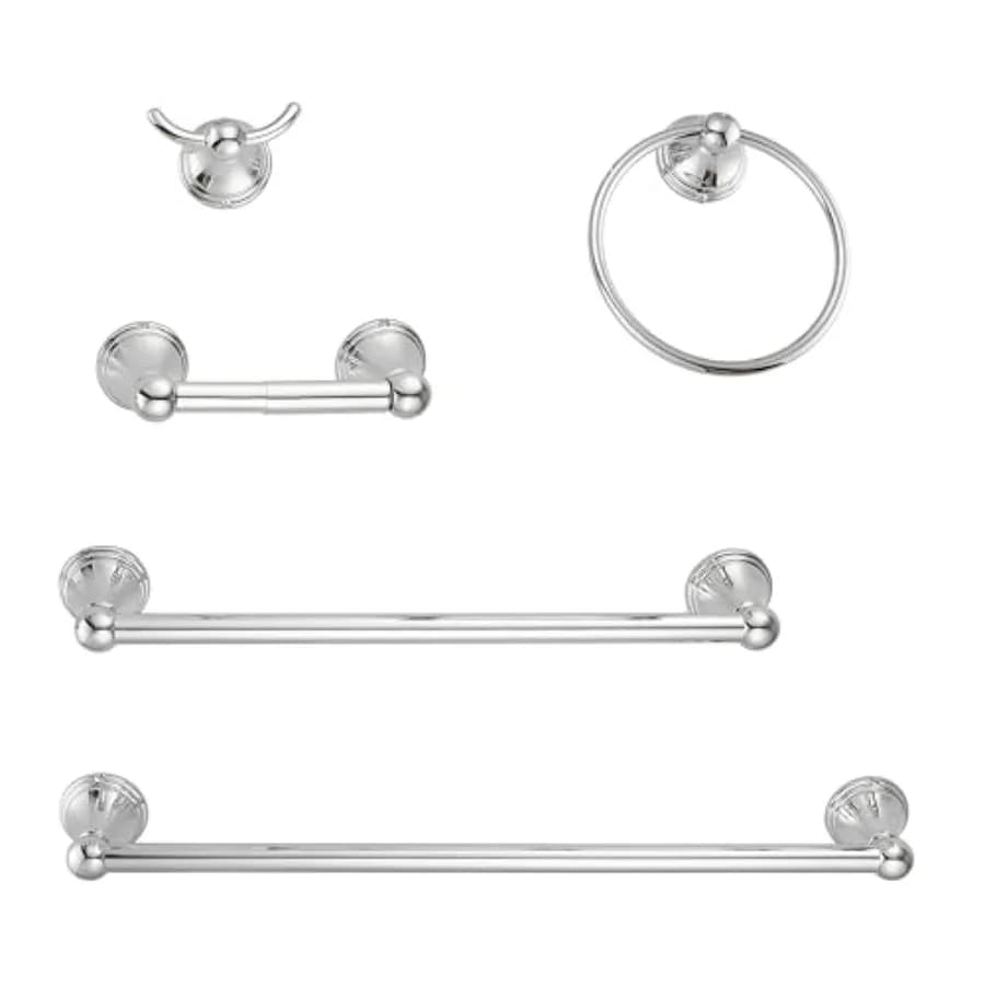 Set di Accessori per Bagno da Parete, Include Portasciugamani da 20 Pollici, Portasciugamani da 16 Pollici, Anello Portasciugamani, Porta TP, Gancio per Asciugamani