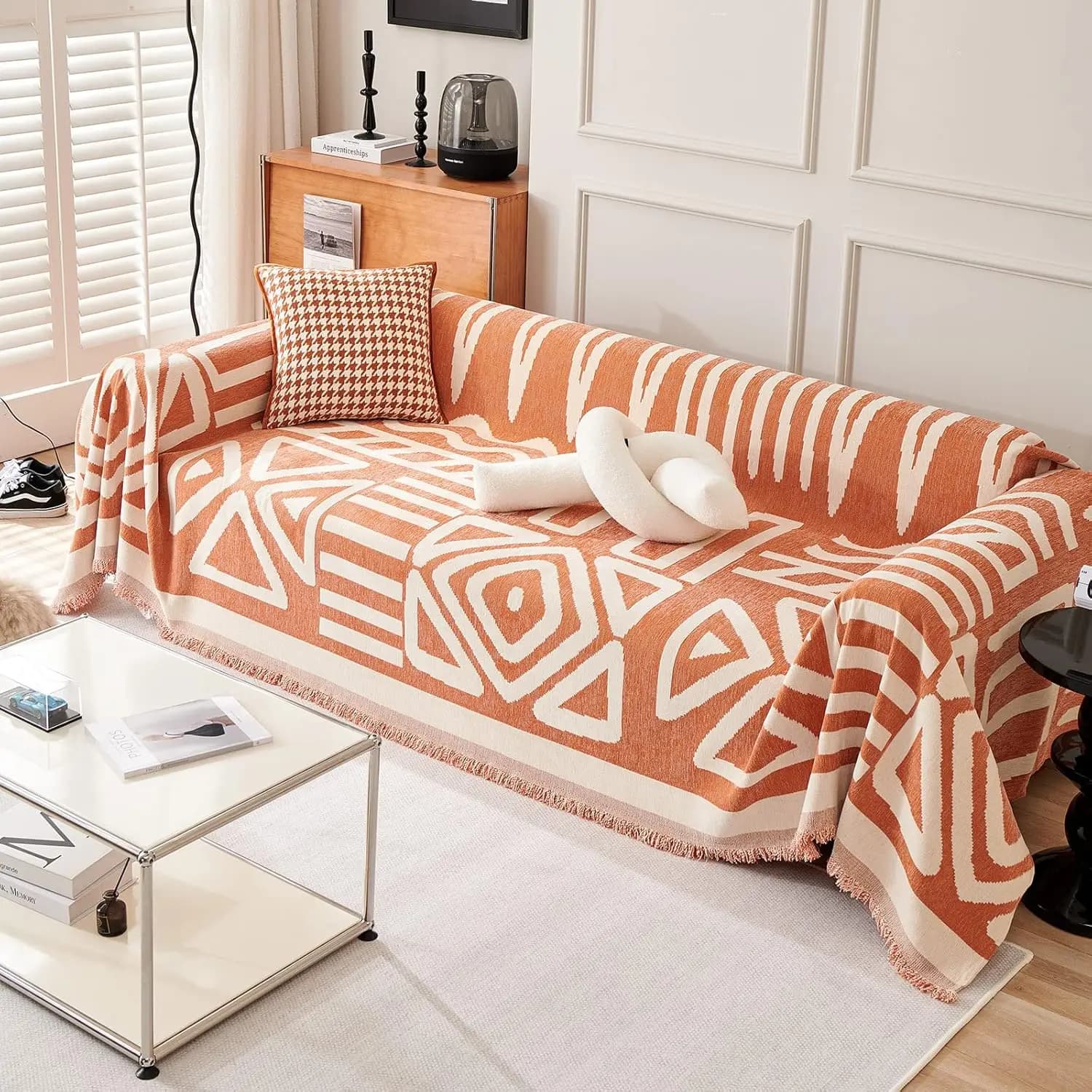 Copridivano Boho, Copridivano in ciniglia per cani Fodera per divano jacquard geometrica Soggiorno Protezione per mobili per animali domestici Lavabile