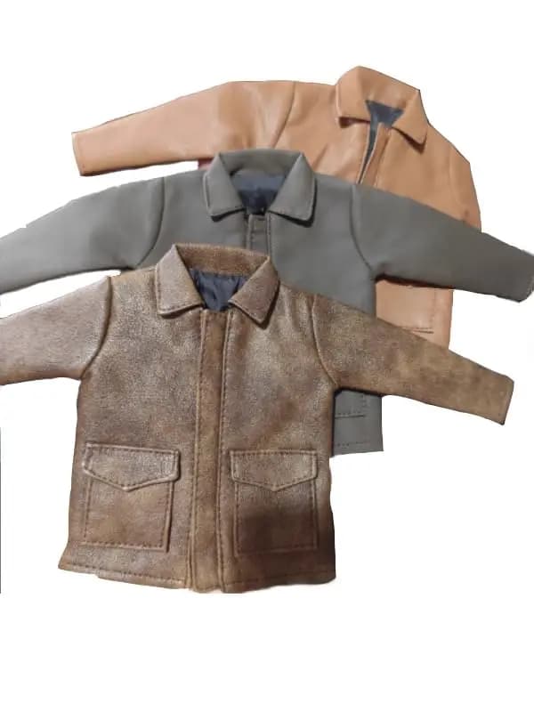 Modello di giacca in pelle PU marrone soldato maschio 1/6 per action figure da 12 pollici