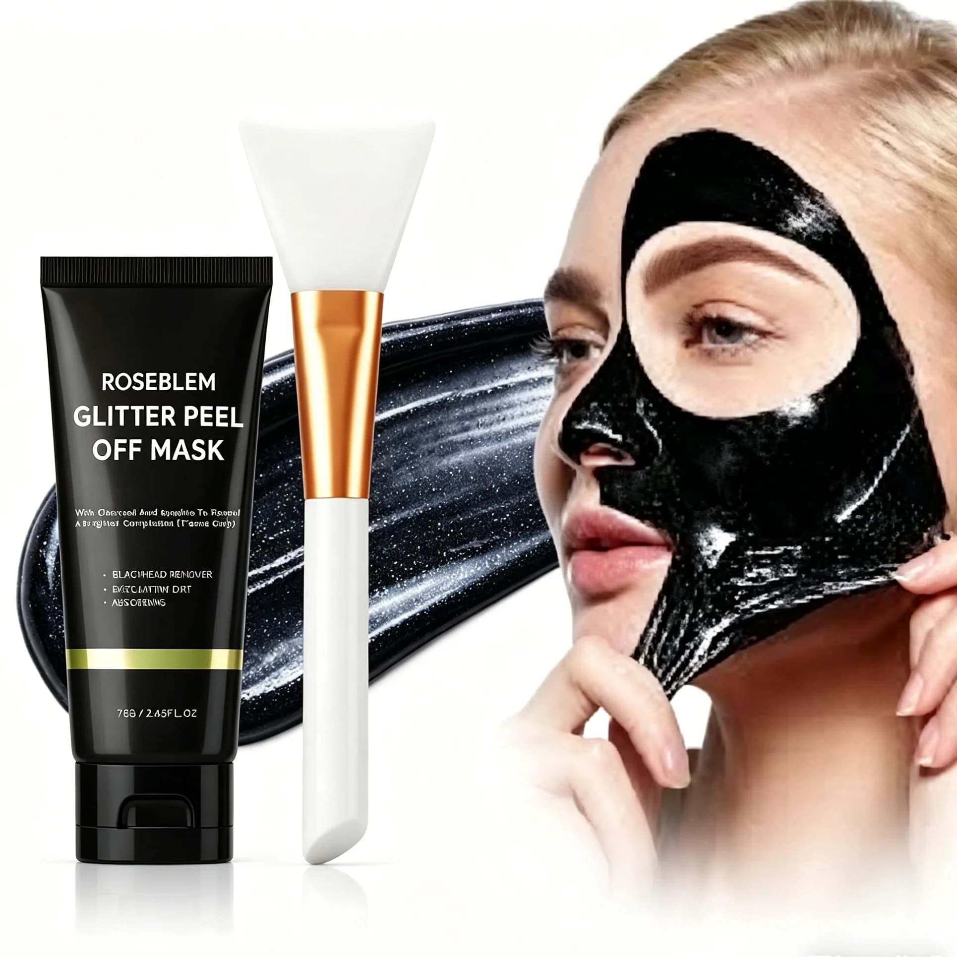 Maschera Peel-Off al Carbone Naturale per Punti Neri, Pulizia Profonda, Controllo dell'Olio, Adatta per Pelle Grassa, Sblocca i Pori, Illumina la Pelle