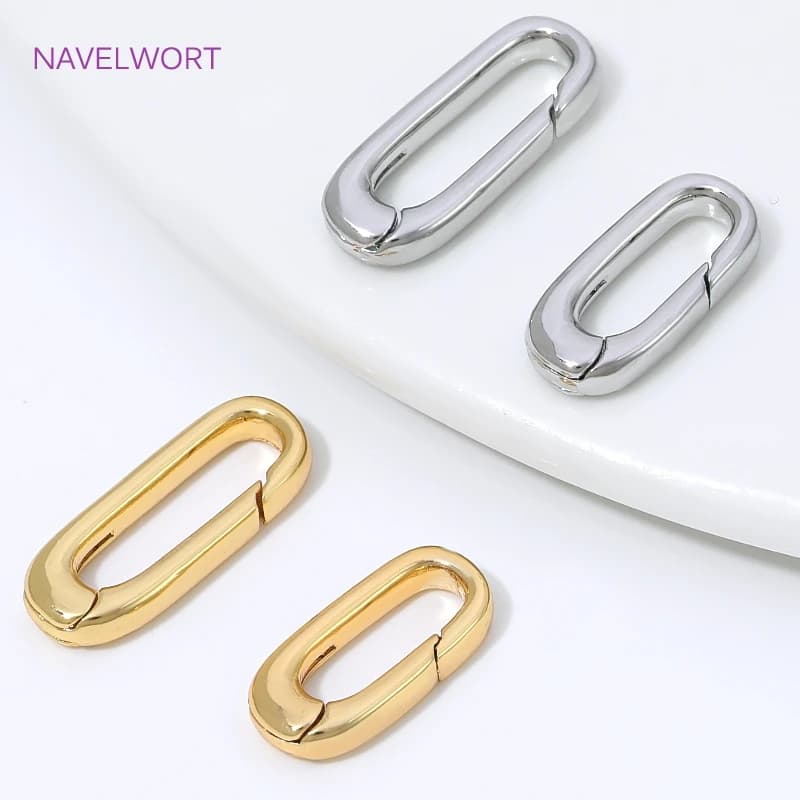 1/2/4Pcs 18K Gold Plated Oval Spring Clasp For Jewelry,Carabiner Necklace Clasps Closures Connector,DIY Bracelet Making Finding