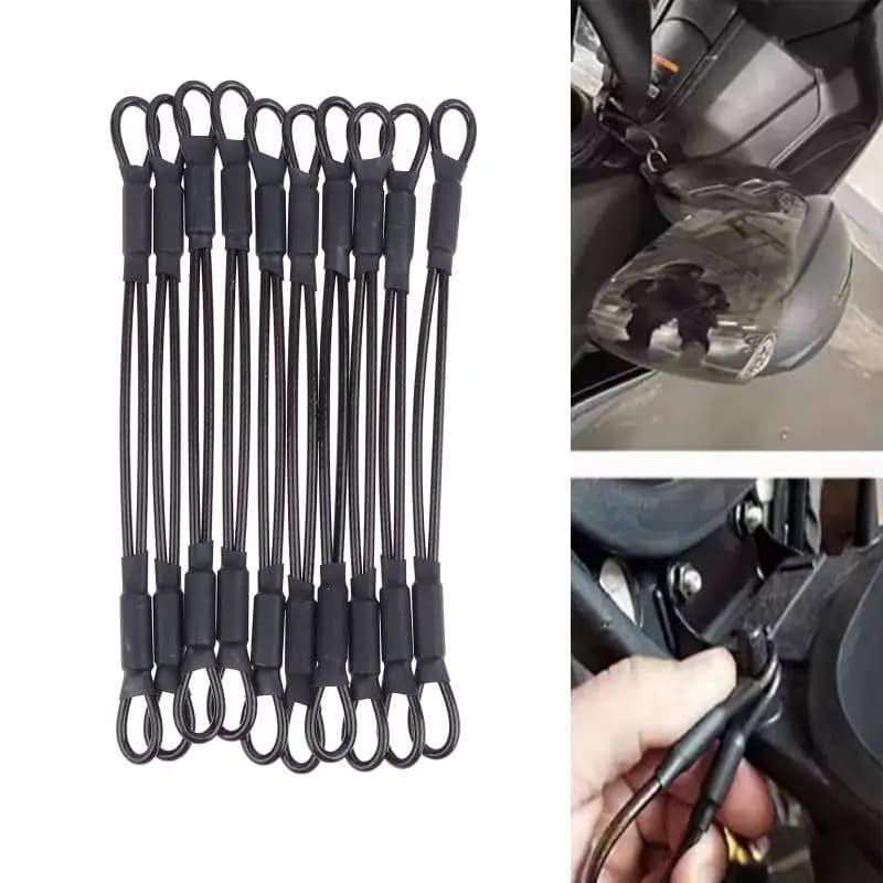 ●2/5/10Pcs Stainless Steel Helmet Anti-theft Lock Rope Security For Motorcycle Helmet Protector Rope Line Helmet Strap