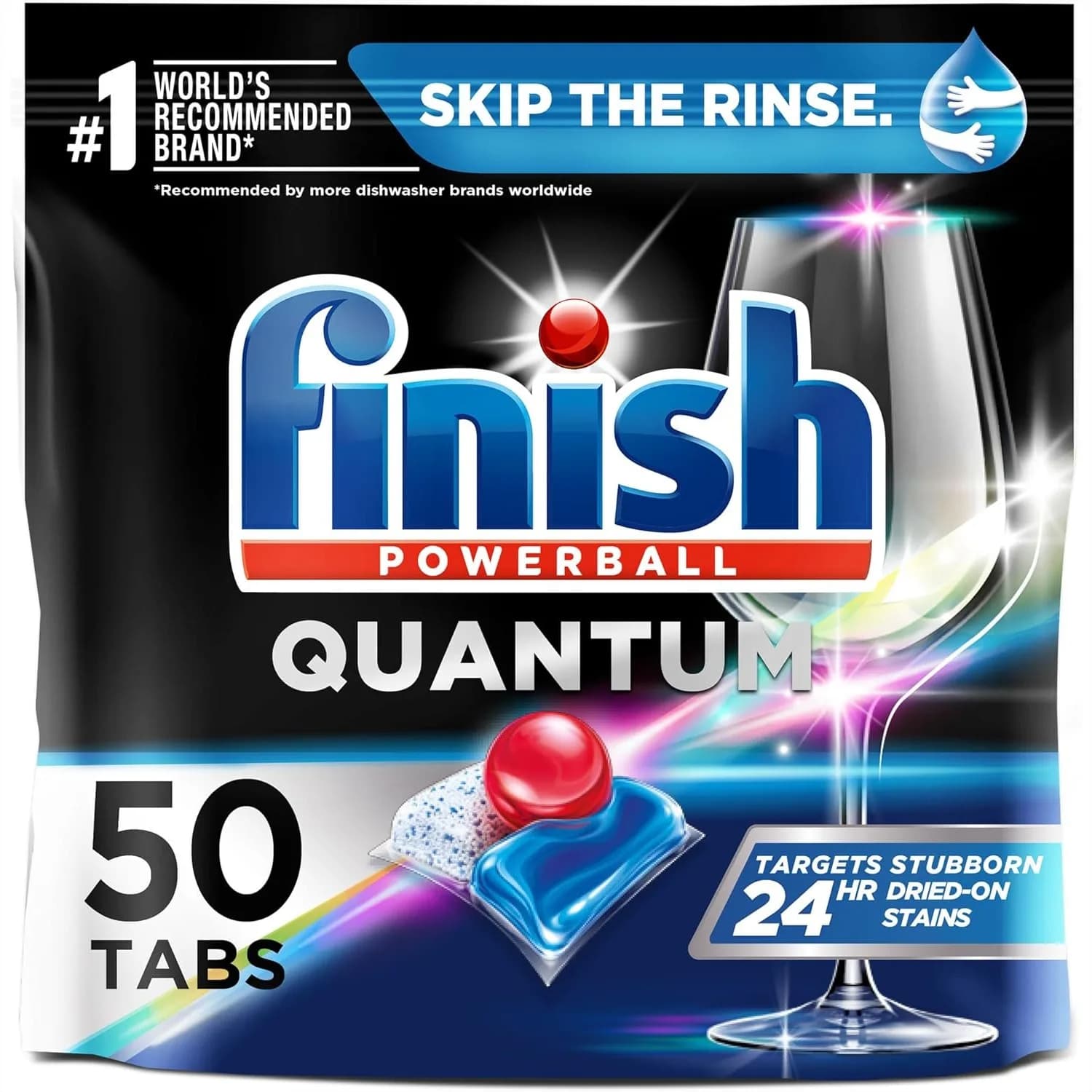 Pastiglie Detergenti per Lavastoviglie Finish Quantum 50 Pezzi con Tecnologia Activblu per una Pulizia e una Brillantezza Superiori