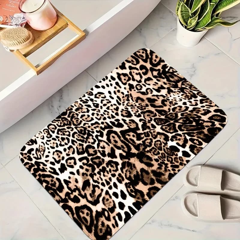 Tappeto con motivo leopardato, stampa animalier, morbido e antiscivolo, motivo selvaggio, moderno, per l'arredamento della casa, per il soggiorno