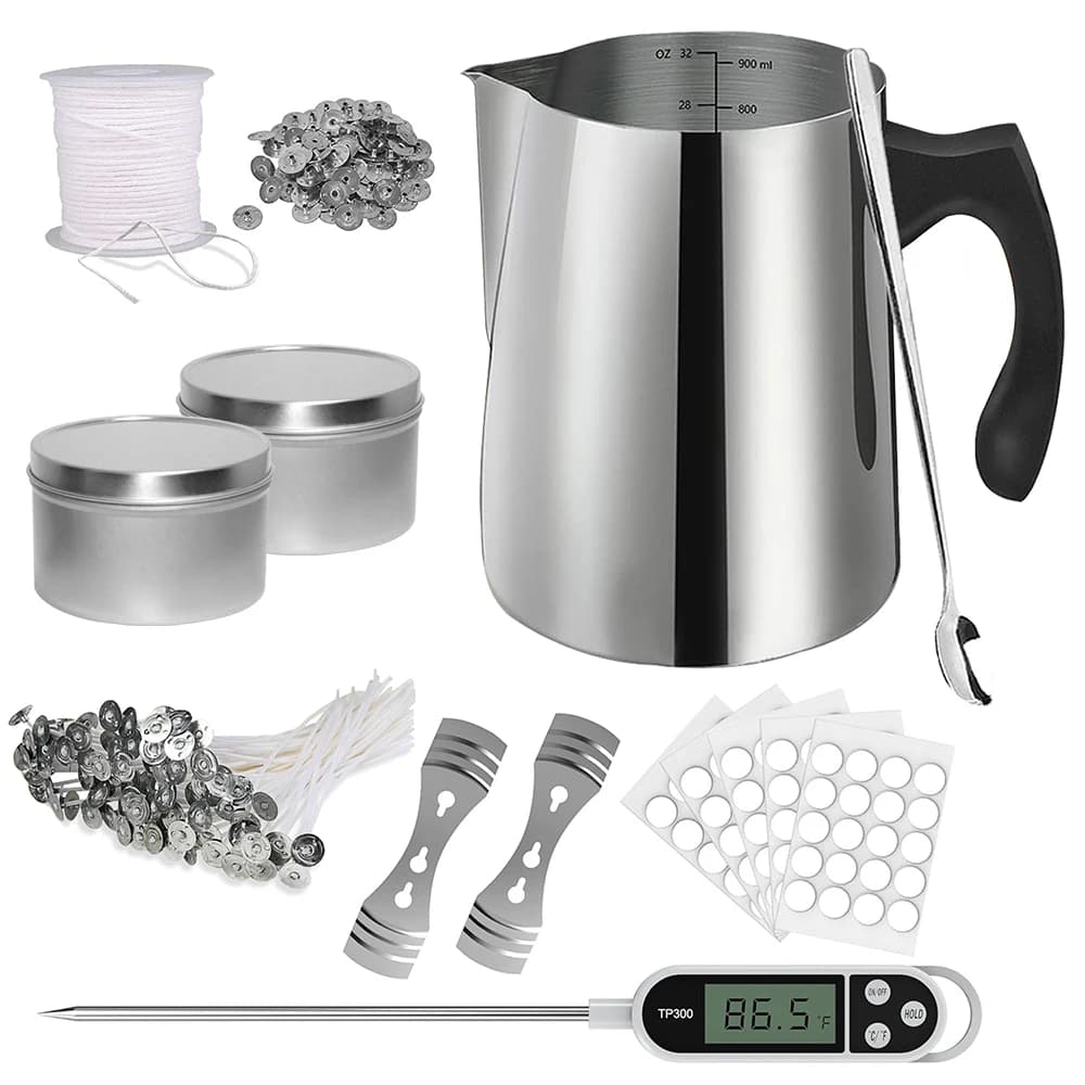 Forniture per kit iniziale per realizzare candele, inclusa candela, adesivo per vaso per versare, porta stoppini per candele, strumenti artigianali fai da te per adulti