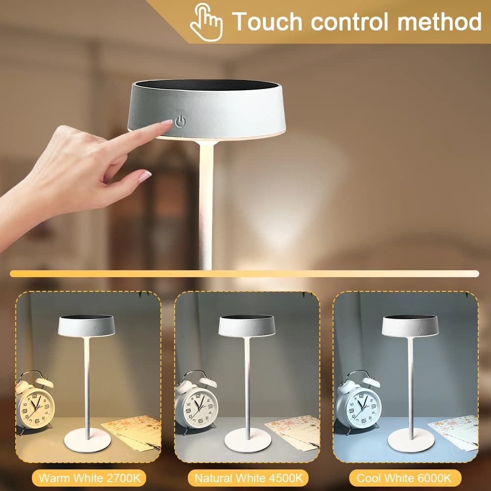 Solar Table Lamp Dimmable LED Desk Lamp Waterproof Cordless Table Lamp Portable Night Light for Indoor and Outdoor