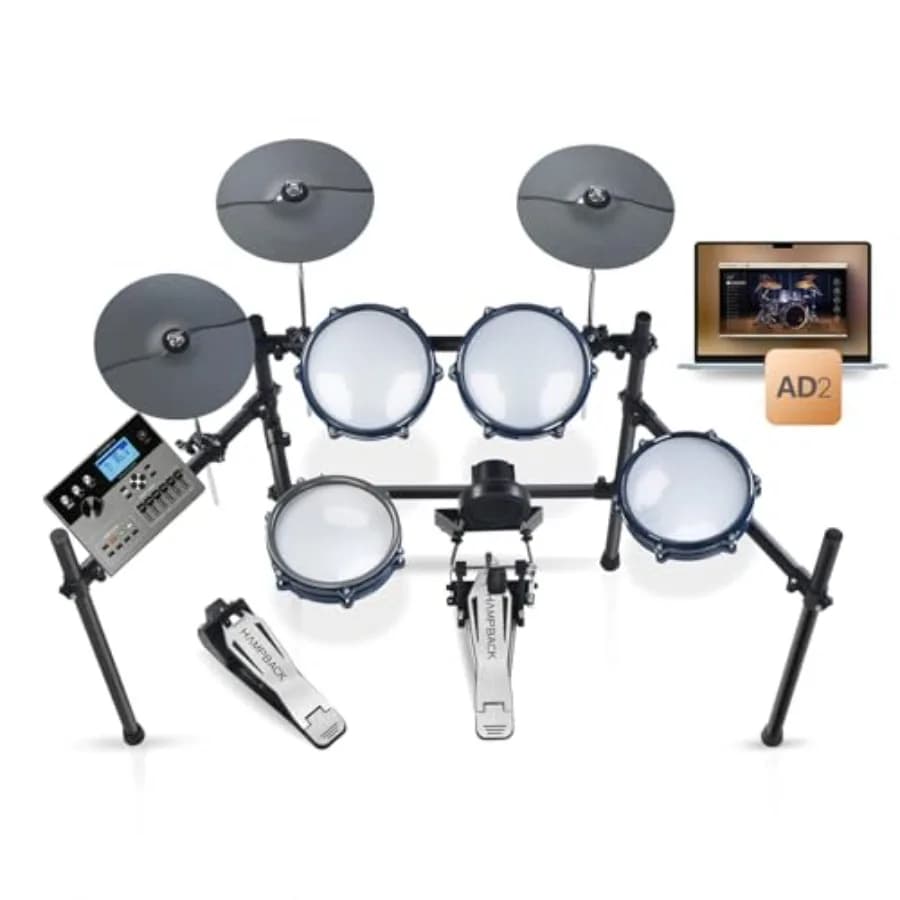Batteria Elettronica ACE-307 per Principianti con Pad in Mesh Silenziosi, 52+20 Kit Batteria, 918 Suoni, 2 Piatti con Choke, Registrazione MIDI USB