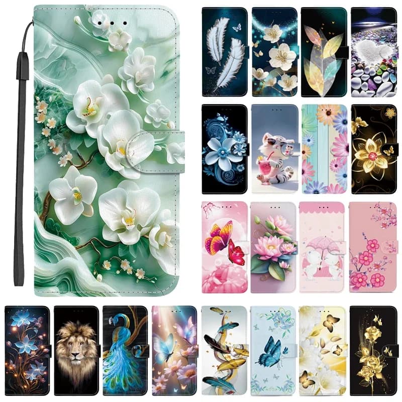 Custodia in pelle a portafoglio C75 per OPPO Realme C75 C61 C63 C67 5G Nota 60 50 Custodie con supporto magnetico Borse modello 3D carino 2025
