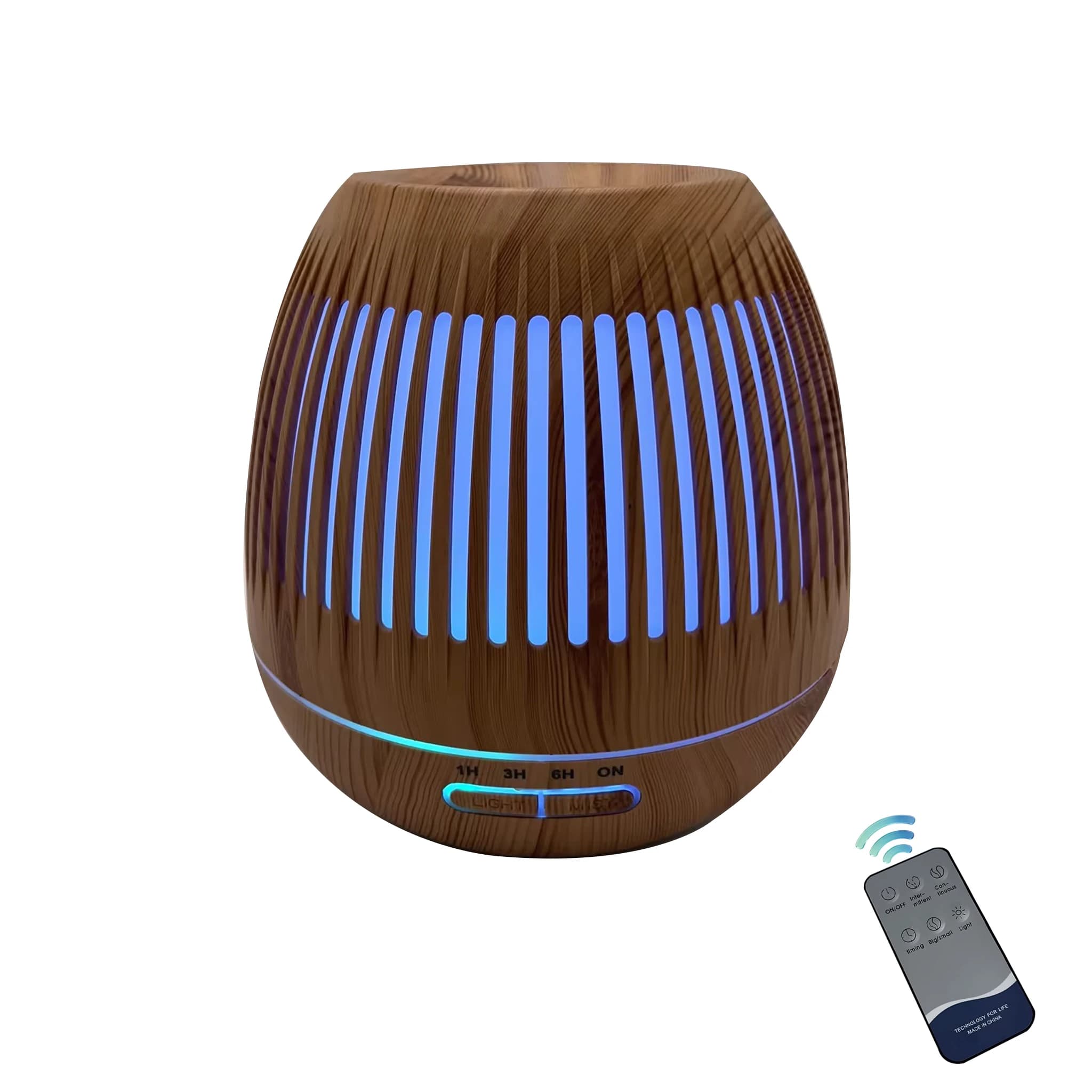Essential Oil Diffuser with Remote Control 7 Colors Night Light Ultrasonic Aromatherapy Humidifier Timer Wood Grain Baby Room Ho