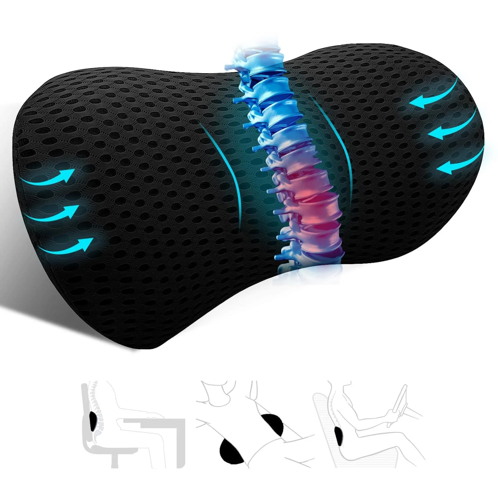 Cuscino Poggiatesta per Auto, Supporto per la Testa del Sedile, Protezione per il Collo, in Memory Foam, per Sedili Auto e Schienali da Ufficio