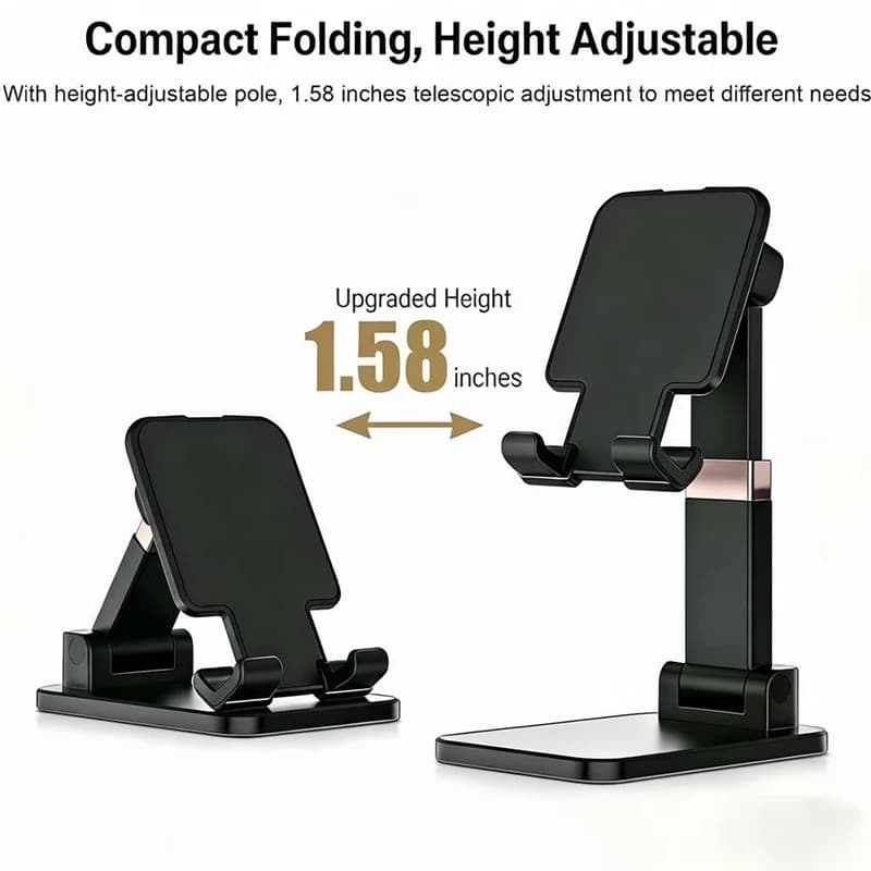 Desktop Adjustable Phone Tablet Stand Anti Slip Stable Base Portable Foldable Suitable For Working From Home Watching TV Shows