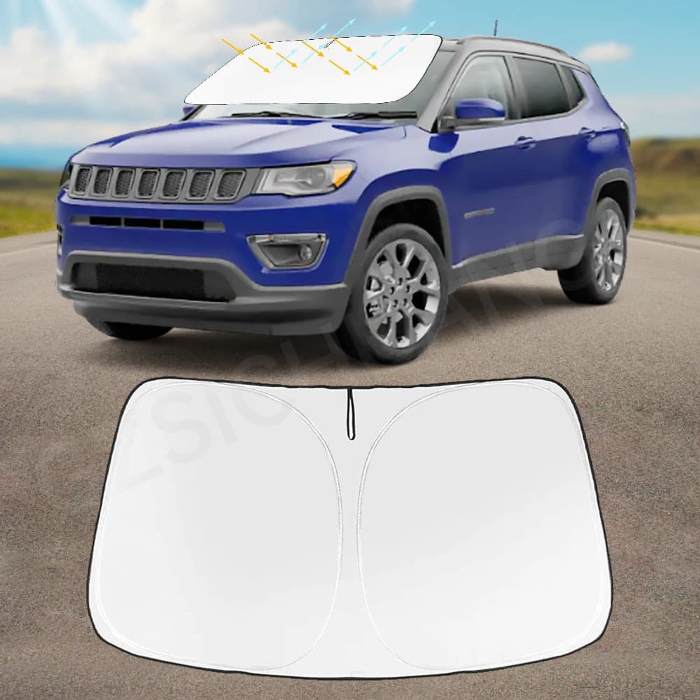 Parasole per Jeep Compass 2017-2021 2022 2023 2024, Copertura Parasole per Finestrino Anteriore, Visiera Parasole per Parabrezza, Accessori Interni