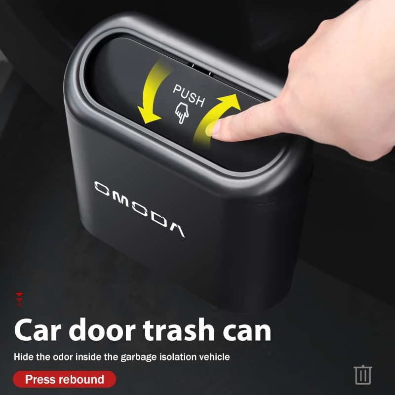 For Chery Omoda Portable Hanging Car Trash Can Wastebasket Trash Bin with Lid Storage Bin 5 C5 E5 C9 9 EV PHEV 2024 2025
