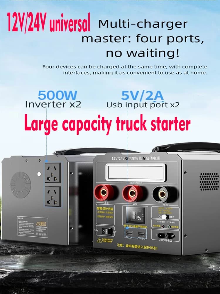 Avviatore di Emergenza Portatile da 5680000mAh, Dispositivo di Avviamento 12V/24V per Auto, Stazione di Alimentazione di Emergenza, Caricabatterie per Auto
