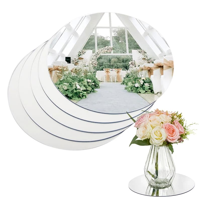 Vassoio rotondo in vetro a specchio da 20cm vassoio per sfondo fotografico in vetro a specchio acrilico centrotavola per matrimonio centrotavola per candele Decor