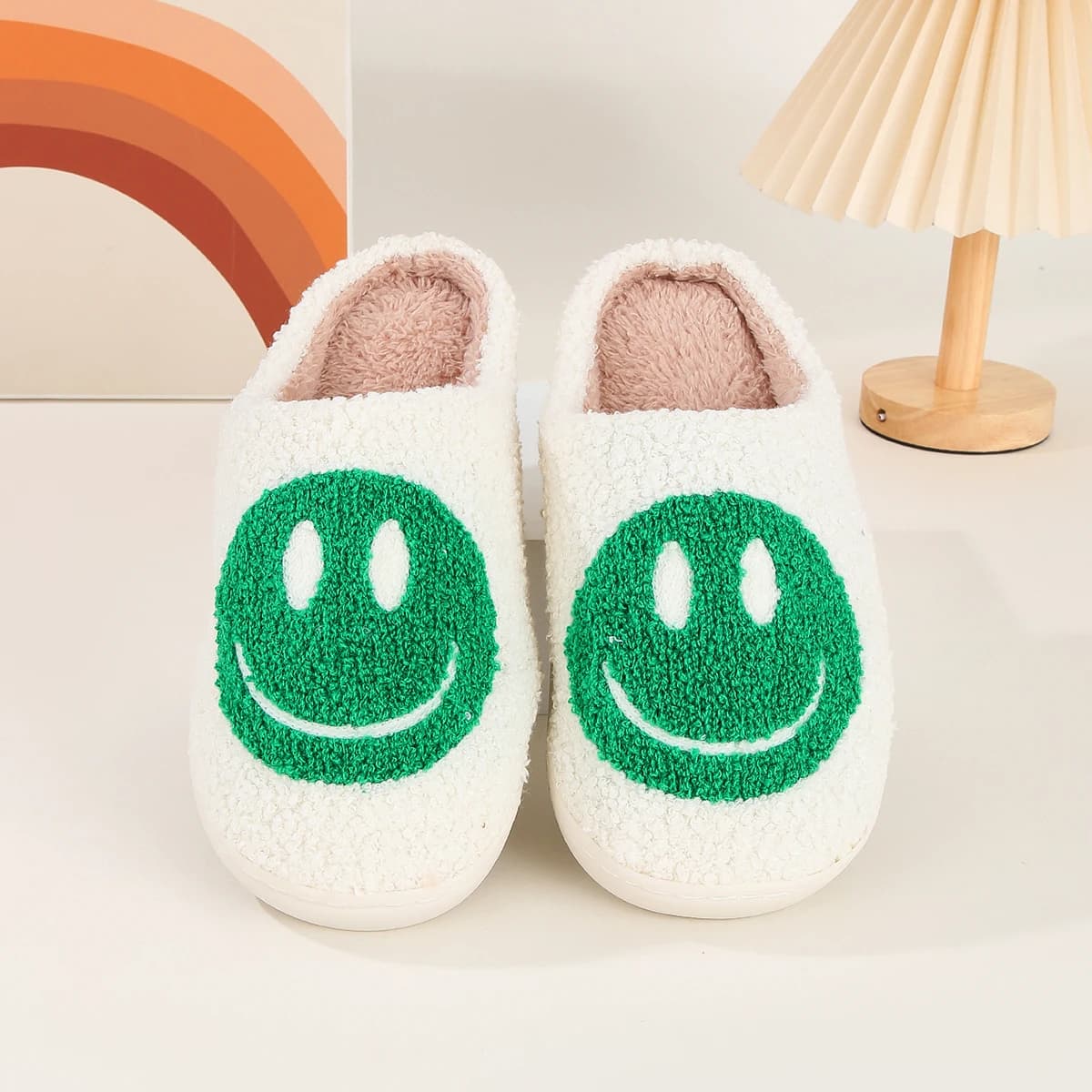 Pantofole da uomo in cotone per interni per la casa in peluche addensato caldo con volto sorridente di classe per uomo e donna Carino autunno e inverno antiscivolo e caldo