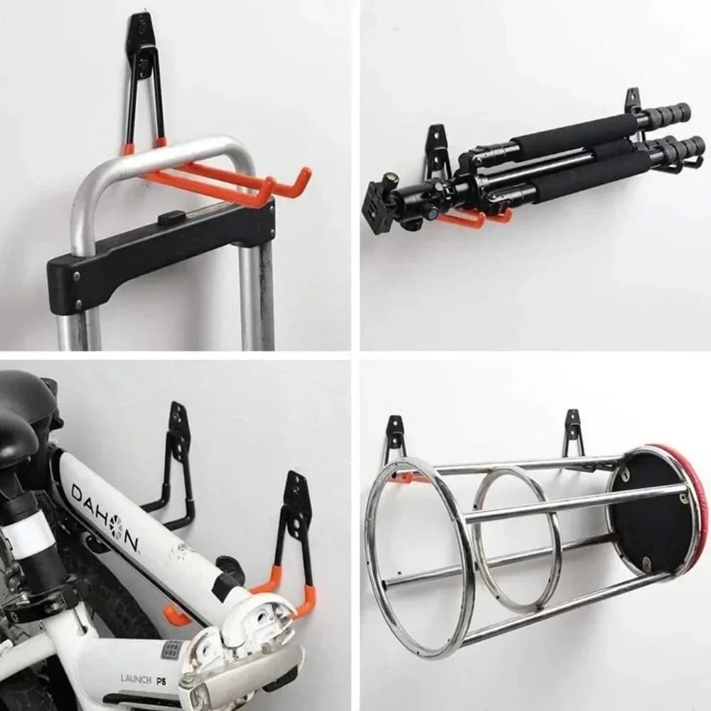 Heavy Duty Metal Bike Wall Mount Hook Garage Organizer Bicycle Hook Support Parking Holder Non-slip Storage Tool Organizer