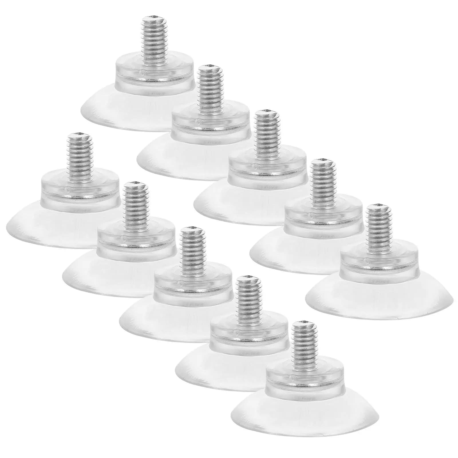 10 Pezzi Ventose Trasparenti in PVC con Fissaggio Forte, Viti e Aste Filettate per Tavoli in Vetro, Pareti Doccia, Bagno, Finestre e Ganci