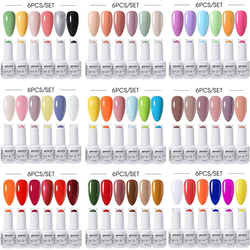 Set di 6 Smalti Gel per Unghie Senza HEMA e TPO, per Design Unghie Fai-da-Te, Lunga Durata, Kit Manicure UV