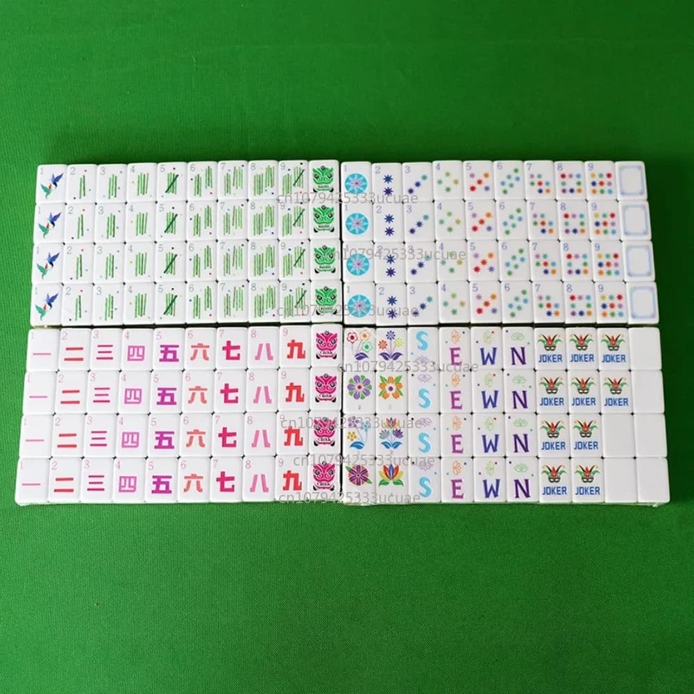 Rose Red Acrylic Mahjong Set - Premium Crystal-Like Mahjong Tiles for Home Game & Gift-Giving