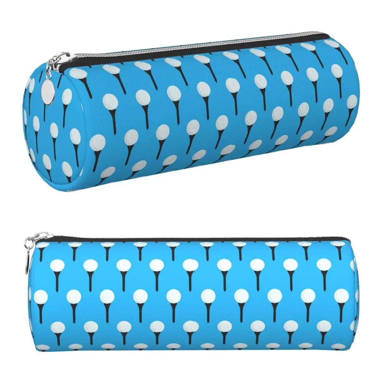 Golf Ball And Tee Pattern (Cyan Blue) Pencil Cases Pencil Pouch Cylinder Pen Box Pencil Bag for Boy Girl Gifts