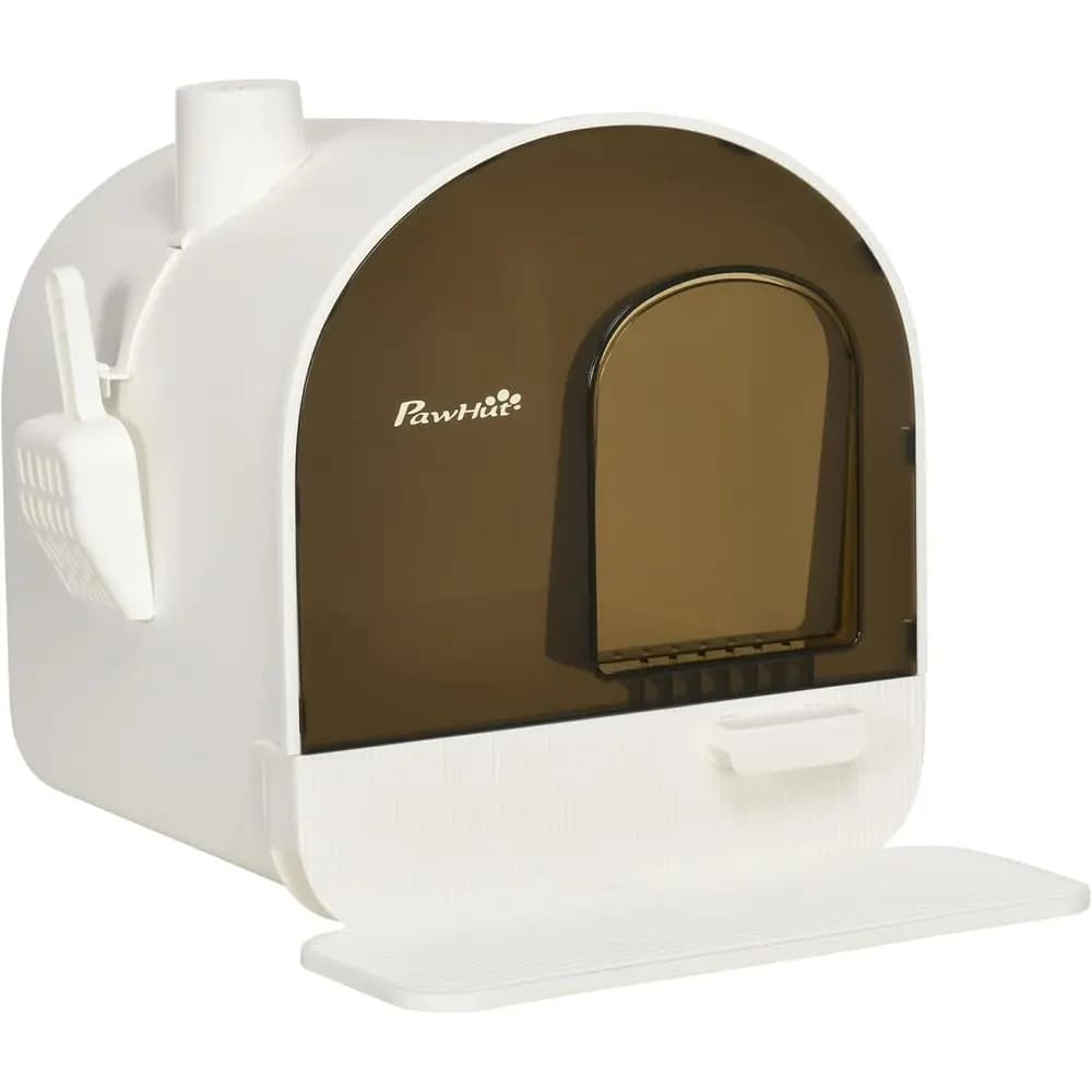 Lettiera per gatti con coperchio, lettiera coperta per gatti da interno con vassoio, paletta, filtro, 17" x 17" x 18.5", Bianca