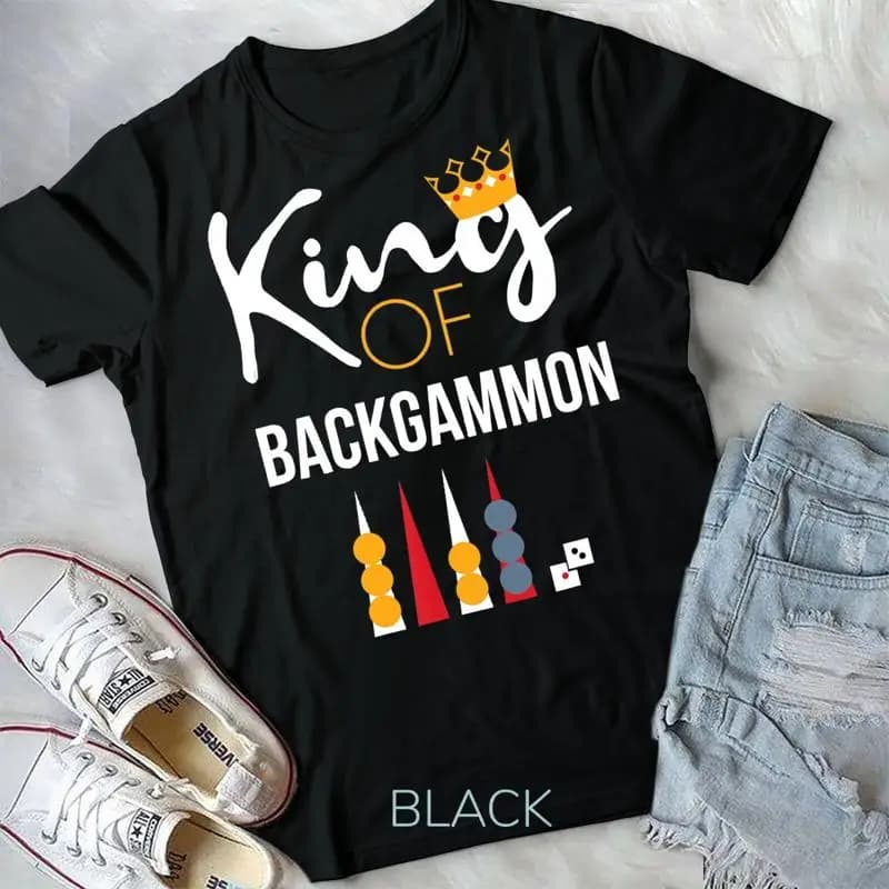 Maglietta King of Backgammon Maglietta unisex per giocatore di Backgammon da gioco da tavolo