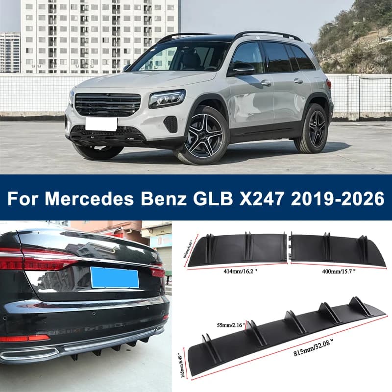 2-Segment Shark Fin Rear Diffuser For Mercedes Benz GLB X247 2019-2026 Rear Bumper Lip Splitter Chassis Spoiler Tuning Parts