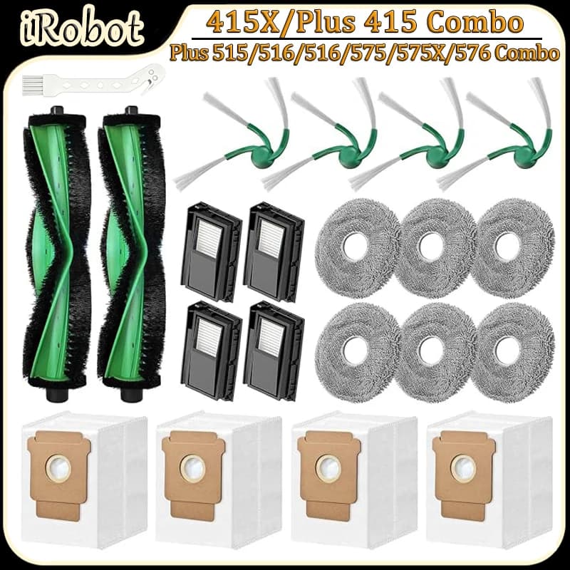 For iRobot 415X/Plus 415 Combo/Plus 515/516/575/575X/576 Combo Robot Vacuum Accessories Main Brush Filter Mop Replacement Parts