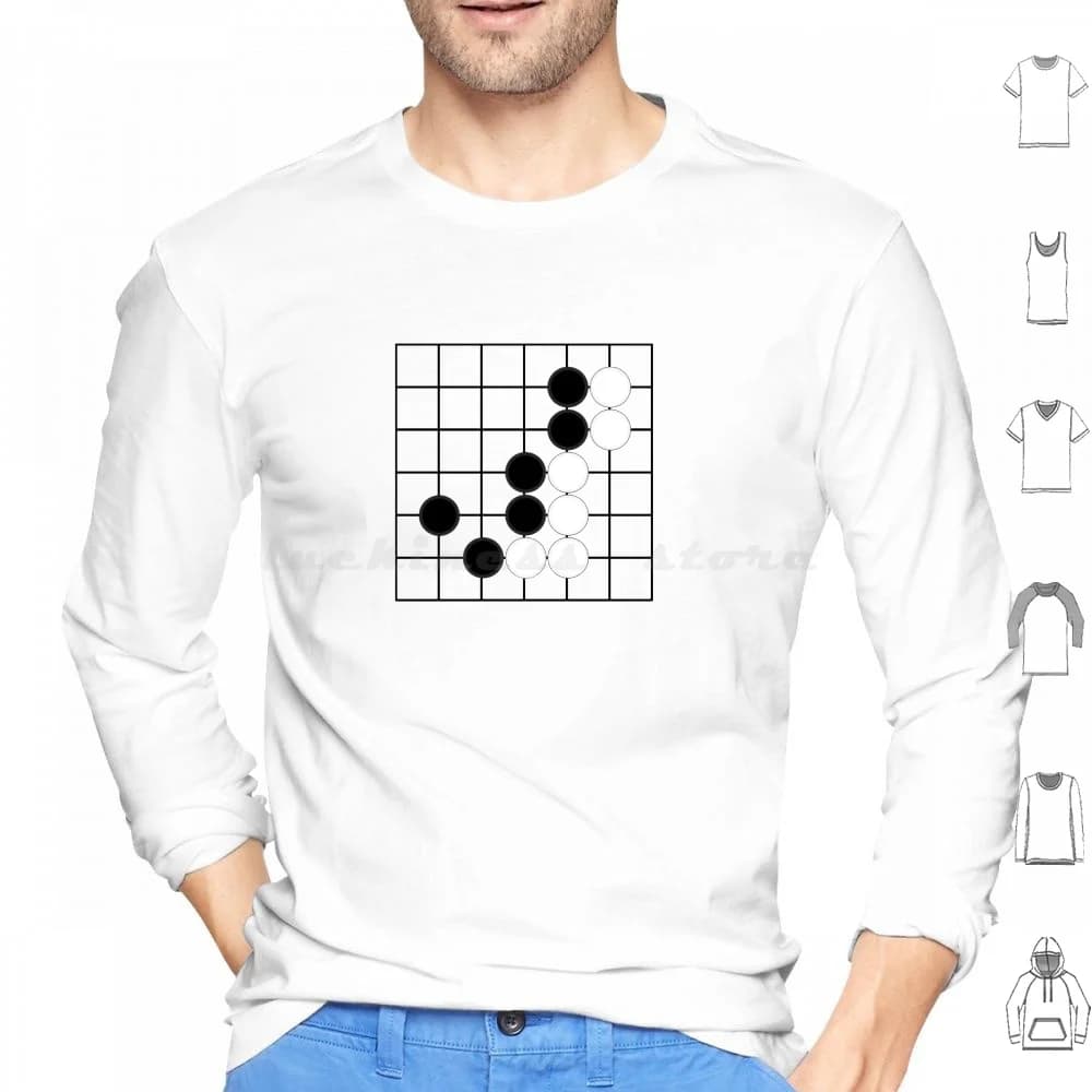 Go Felpa con cappuccio in cotone a maniche lunghe Go Igo Baduk Weiqi Giochi da tavolo Pietre d'arte Mobii giapponesi coreane in bianco e nero